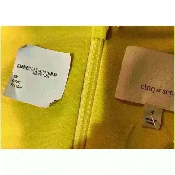 Cinq A Sept NWT Women Dress Pineapple Yellow Miah Ruched Mini Dress Size 4 - Picture 2 of 6